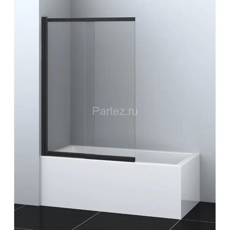 Шторка для ванны раздвижная Azario Boston 140х80 цвет профиля черный матовый (AZ-143B)