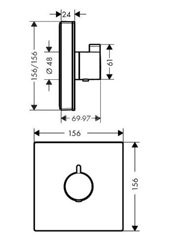 15734400 ShowerSelect Glass Термостат ShowerSelect Highflow, стеклянный, СМ