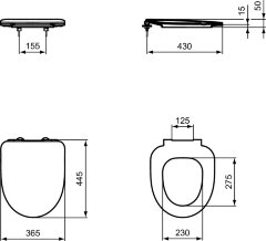 Сидение с крышкой для унитаза Ideal Standard i.life A с функцией плавного закрытия, дюропласт, с фун