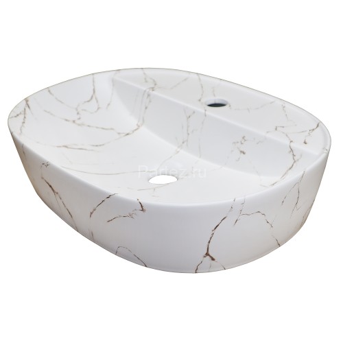 Раковина накладная Azario 505х385х120 овальная, светлый мрамор (AZ-2202-M851)