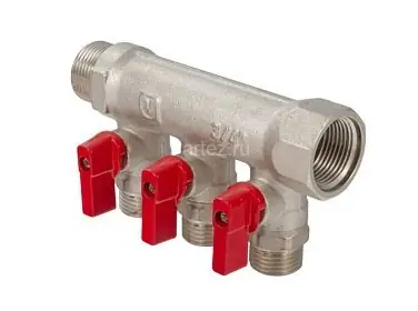 Коллектор с отсекающими кранами 3/4"х3х1/2" VALTEC