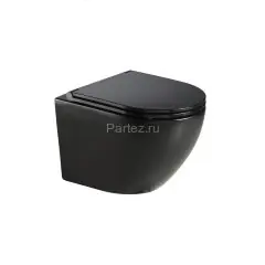 Унитаз подвесной Azario Grado 490х370х360 безободковый с сиденьем микролифт, черный матовый (AZ-0046