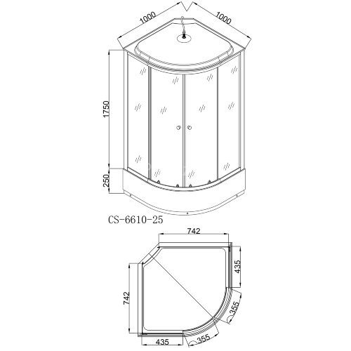 Душевая кабина Loranto 100х100х215 поддон 25 см, белый кирпичный узор, стекло 4 мм, профиль хром (CS-6610-25FW 100)