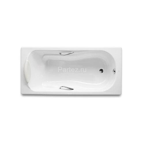 Ванна чугунная Roca HAITI 140х75, противоскользящее покрытие, отверстия для ручек