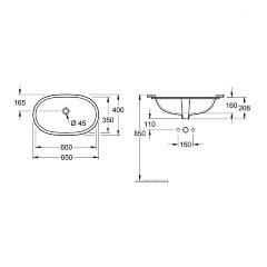 Раковина Villeroy&Boch O.NOVO 600х350, белая (41626001)