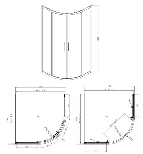 Душевое ограждение Azario OSTIN 100х100х195 хром, 6мм прозрачное стекло