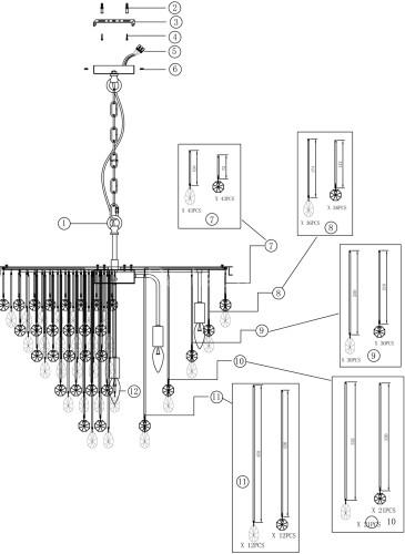 Подвесная люстра Maytoni MOD091PL-09G