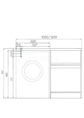 Раковина - столешница AQUATON Лондри 1050, белая (1A72223KLH010)