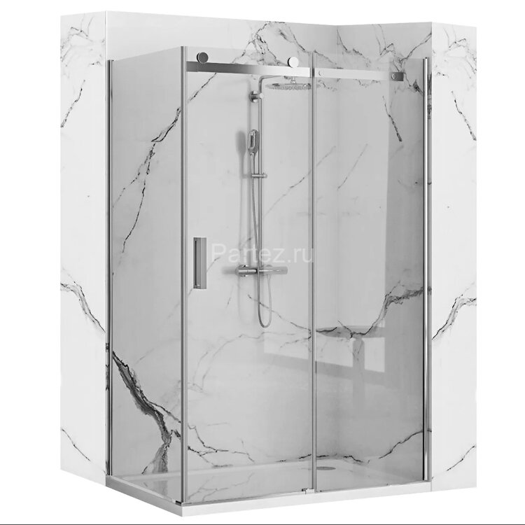 Душевое ограждение Loranto NEO 90x120x190cm прозрачное закаленное стекло 8 мм, Easy clean, профиль серебро, без поддона (CS-22111-120*90)