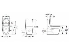 Z KHROMA Низ к унитазу напольный, двойной выпуск, 700 мм