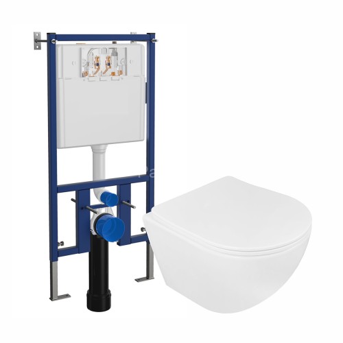 Сет LORANTO^ Инсталляция + Унитаз подвесной ESTER 360х485х320 с системой смыва Tornado, в комплекте 