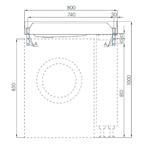 Раковина Aquaton Рейн 80 L на стиральную машину, графит (1A72113KRW210)