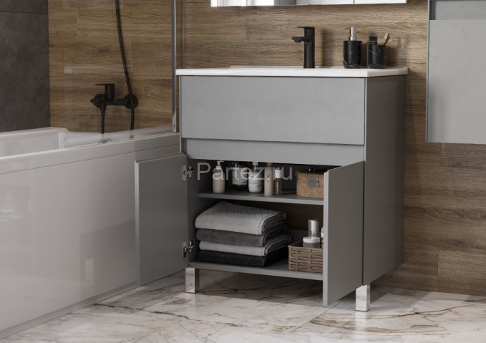 Тумба под раковину Aquaton Форест 75 см универсальный монтаж, туманный серый (1A278301FR4D0)