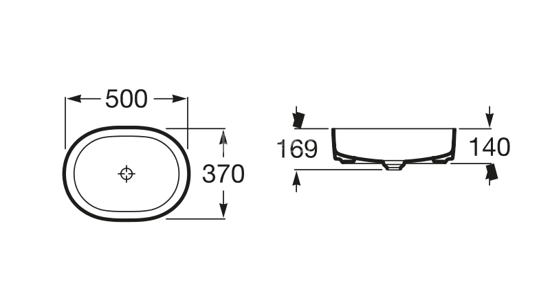Z INSPIRA ROUND Раковина накладная 500х370х140 мм, круглая