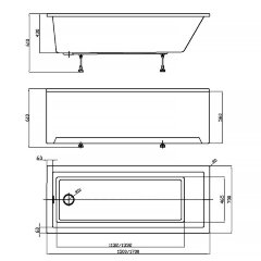 Ванна акриловая Azario EMILIA 170х70 прямоугольная, пристенная (AV.0011270)