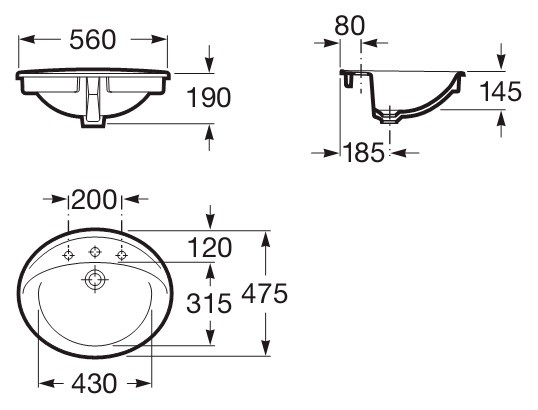 Раковина Roca ALOA 560х475х190 мм, белая (7.3278.6.500.0)