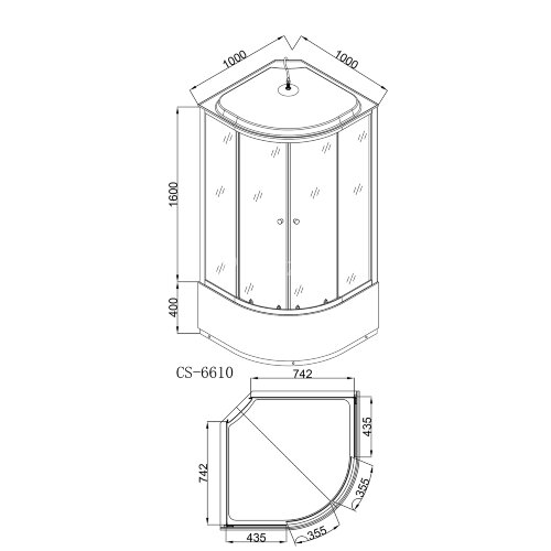 Душевая кабина Loranto CS-6610 G, 100х100х215, поддон 40 см