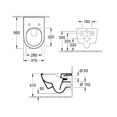 Унитаз подвесной Villeroy&amp;Boch SUBWAY 2.0, безободковый, тонкое сиденье микролифт (5614R2R1)