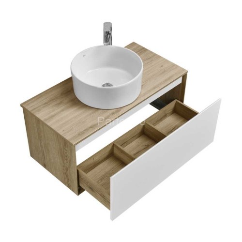 Тумба под раковину Aquaton Либерти 90 дуб эльвезия, белый глянец (1A279901LYC70)