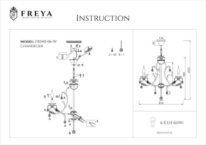 Подвесная люстра Freya FR3040-PL-06-WG