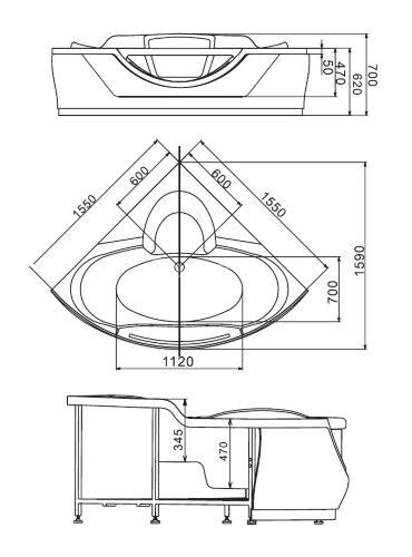 Акриловая ванна Gemy G9025 II O