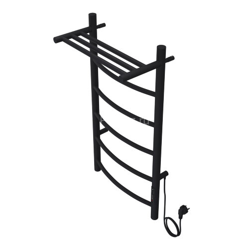 Полотенцесушитель электрический AZARIO VERONA 400/800 5 секций, с полкой, диммер справа, черный (AZ0