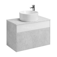 Тумба под раковину AQUATON Марбл 80 800х460х530 подвесная, Слэйт/Белый матовый (1A276201MH4C0)