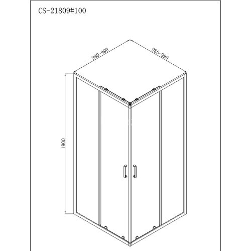 Душевое ограждение Loranto NEO 100x100x190 прозрачное закаленное стекло 5 мм, профиль серебро, без поддона (CS-21809-100)