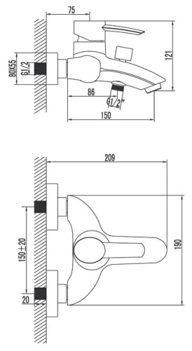 Смеситель Lemark Atlantiss LM3202C для ванны