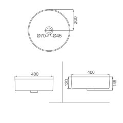 Раковина-чаша Creo Ceramique 400х400х120 накладная, круглая, керамика, серый матовый (PU3100SG)
