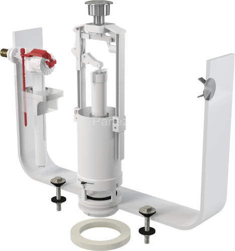 Выпускной комплект Alcaplast, со стоп кнопкой, впускной механизм А16, подключение 3/8'', кнопка хром