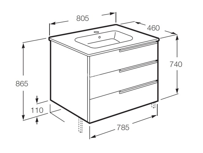 Модуль под раковину Roca Victoria Nord Ice Edition, 80*46*74 см, белый (ZRU9302835)