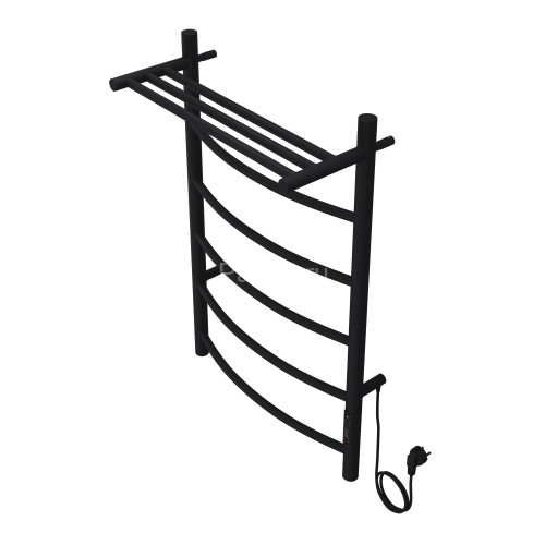 Полотенцесушитель электрический AZARIO VERONA 500/800 5 секций, с полкой, диммер справа, черный (AZ0