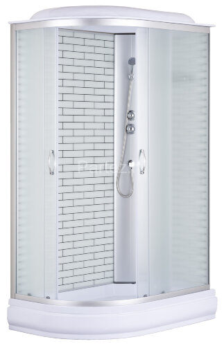 Душевая кабина Loranto 120х80х215 поддон 20 см, белый кирпичный узор, стекло 4 мм, профиль хром (CS-66120-20R FW 120)