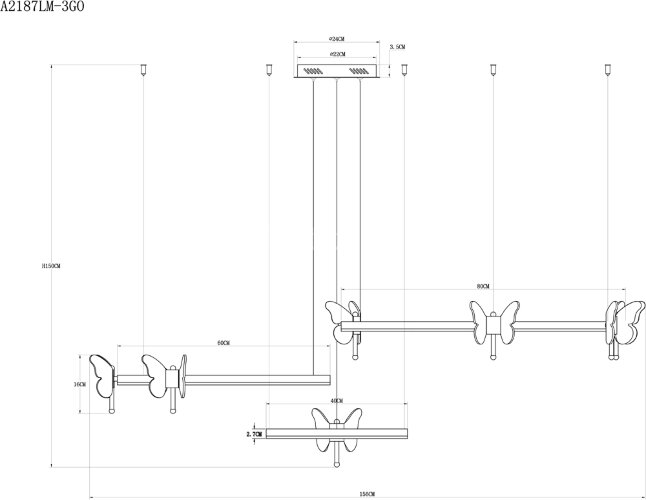 Подвесной светильник Arte Lamp A2187LM-3GO