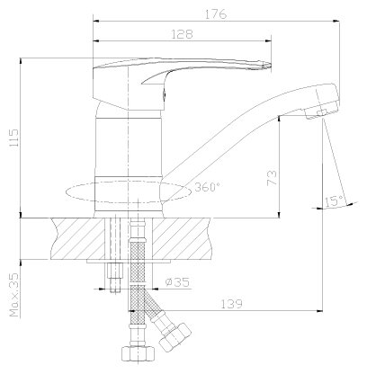 Смеситель Rossinka T40-22 для раковины