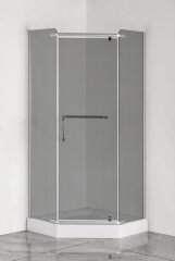Душевое ограждение LORANTO 100х100х200 с низким поддоном 13см, серое закаленное стекло 6 мм, профиль сатин (CS-816S B 100 (GRAY))