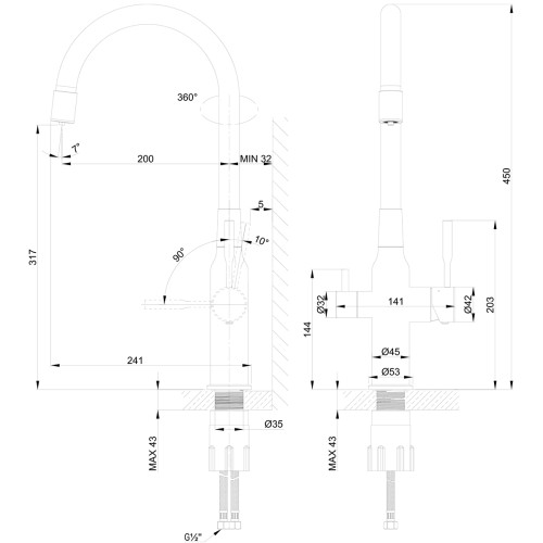 Смеситель Lemark Expert LM5083LGN-Black для кухни c гибким изливом, с подключением к фильтру с питье