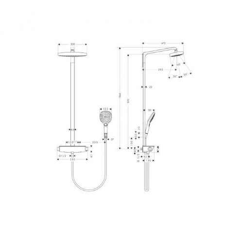 27128400 Raindance Select Raindance Select E 300 2jet Showerpipe, ½'