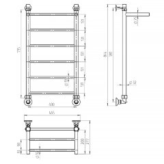 Полотенцесушитель водяной ДВИН FJ 80/40 с полкой 1"-1/2" К3 полированный (4627152138069)