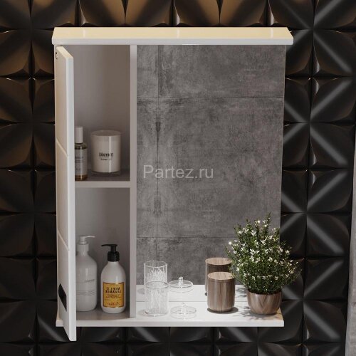 Зеркало-шкаф Onika Балтика Black 58.01 LED-светильник, левосторонний, белый (205848)