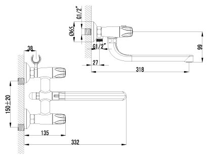 Смеситель для ванны Lemark Lotus LM2751C