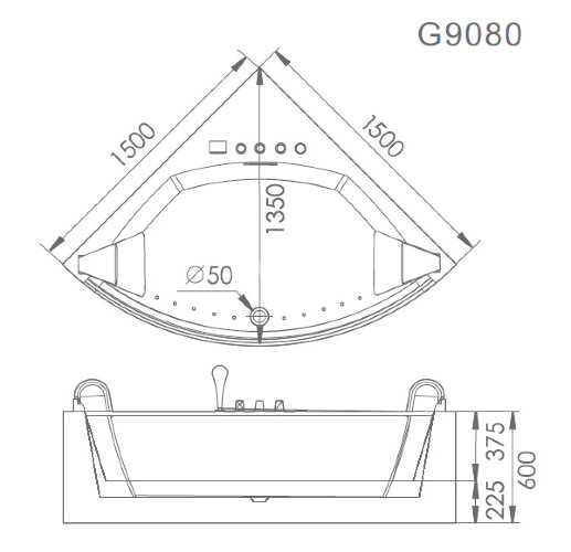 Акриловая ванна Gemy G9080 O