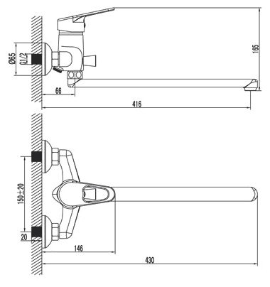 Смеситель для ванны Lemark Luna LM4101C