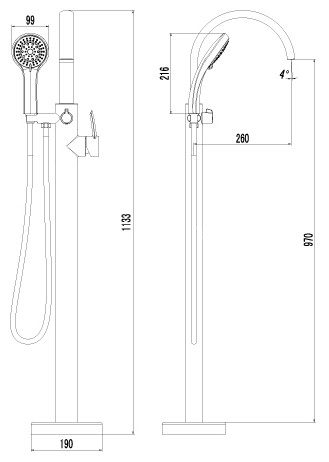 Смеситель Lemark Atlantiss LM3244C для ванны, напольный