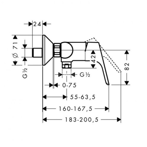 Hansgrohe 31960000 Focus Смеситель для душа, однорычажный, ВМ, 1/2