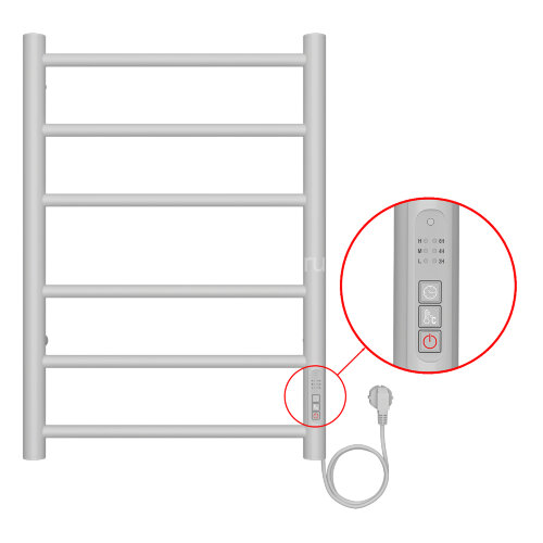Полотенцесушитель электрический AZARIO PARMA 400/600 6 секций, диммер справа, белый (AZ10846W)