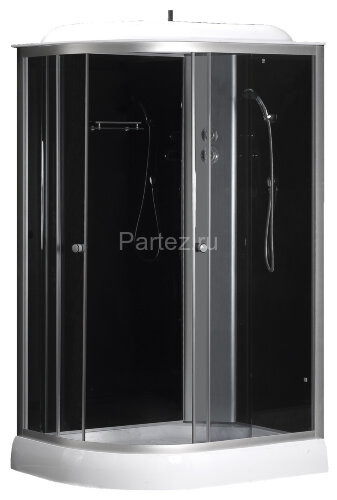 Душевая кабина LORANTO 120х80х215 с низким поддоном 13 см, черное закаленное стекло 4 мм, профиль хром (CS-66121R G 120)