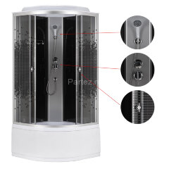 Душевая кабина Loranto 90x90x215 поддон 40 см, 4 мм прозрачное стекло с рисунком "мозайка" (CS-986ТМ/G)