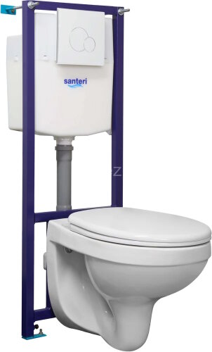 ПЭК Santeri Альфа комфорт, комплект инсталляции с унитазом с сиденьем Микролифт, белая кнопка смыва 